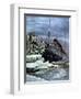 The 'Titanic' Colliding with an Iceberg, 1912-null-Framed Premium Giclee Print