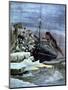 The 'Titanic' Colliding with an Iceberg, 1912-null-Mounted Premium Giclee Print