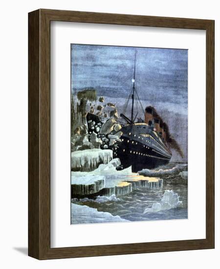 The 'Titanic' Colliding with an Iceberg, 1912-null-Framed Giclee Print