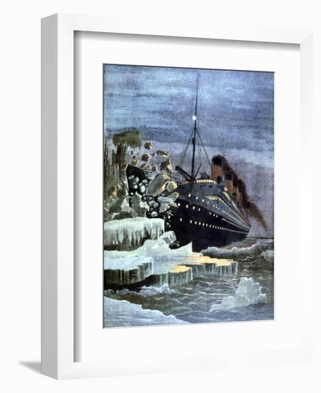 The 'Titanic' Colliding with an Iceberg, 1912-null-Framed Giclee Print