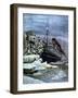 The 'Titanic' Colliding with an Iceberg, 1912-null-Framed Giclee Print