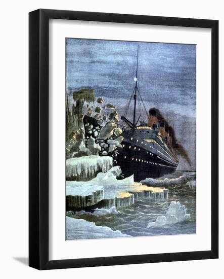 The 'Titanic' Colliding with an Iceberg, 1912-null-Framed Giclee Print