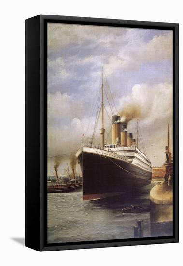 The Titanic Docked Before Her Disastrous Voyage-null-Framed Stretched Canvas