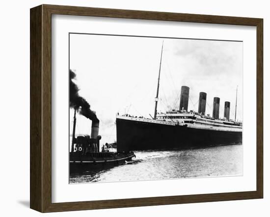 The Titanic in 1912 Proir to Maiden Voyage Brochure-null-Framed Premium Photographic Print