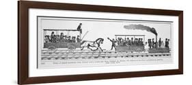The 'Tom Thumb Locomotive' Races Against a Horse Drawn Car-null-Framed Giclee Print