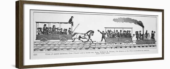 The 'Tom Thumb Locomotive' Races Against a Horse Drawn Car-null-Framed Giclee Print