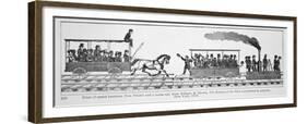 The 'Tom Thumb Locomotive' Races Against a Horse Drawn Car-null-Framed Giclee Print