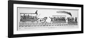 The 'Tom Thumb Locomotive' Races Against a Horse Drawn Car-null-Framed Giclee Print