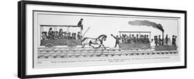 The 'Tom Thumb Locomotive' Races Against a Horse Drawn Car-null-Framed Giclee Print