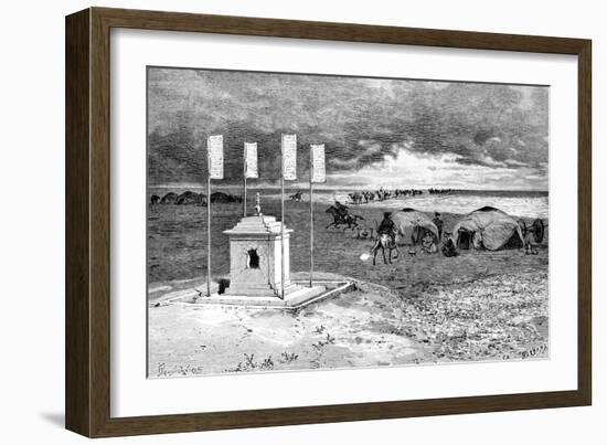 The Tomb of a Lama and an Encampment, Mongolian Desert, C1890-Ivan Pranishnikoff-Framed Giclee Print