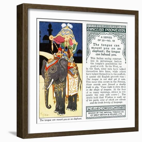 'The Tongue Can Mount You on an Elephant: The Tongue Can Behead You', 1931-René Bull-Framed Giclee Print