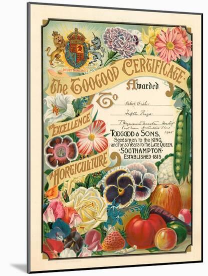 The Toogood Certificate for Excellence in Horticulture-null-Mounted Giclee Print