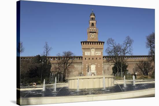 The Torre Del Filarete Clock Tower at the 15th Century Sforza Castle (Castello Sforzesco)-Stuart Forster-Stretched Canvas