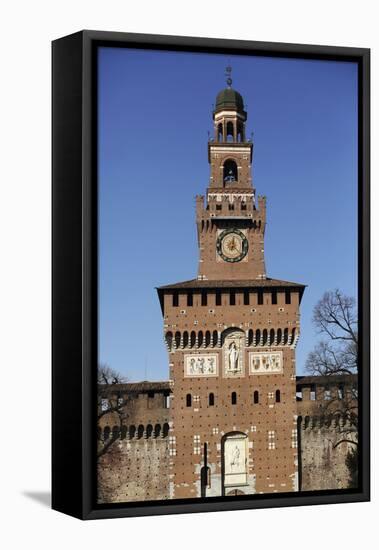 The Torre Del Filarete Clock Tower at the 15th Century Sforza Castle (Castello Sforzesco)-Stuart Forster-Framed Stretched Canvas