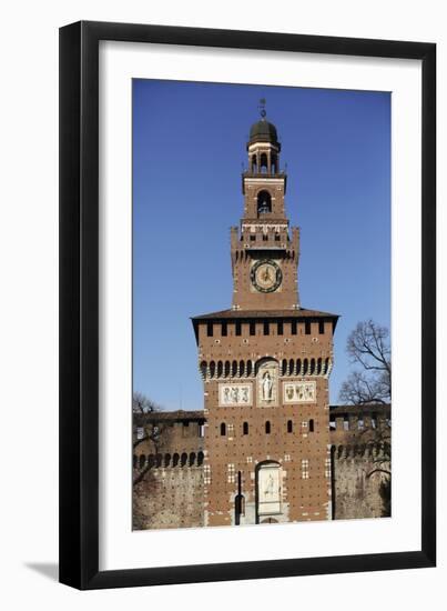 The Torre Del Filarete Clock Tower at the 15th Century Sforza Castle (Castello Sforzesco)-Stuart Forster-Framed Photographic Print