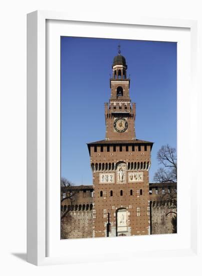 The Torre Del Filarete Clock Tower at the 15th Century Sforza Castle (Castello Sforzesco)-Stuart Forster-Framed Photographic Print