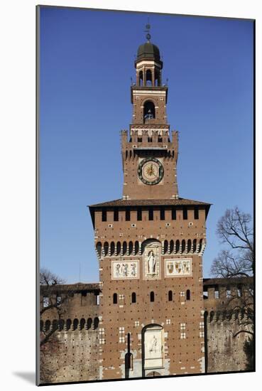 The Torre Del Filarete Clock Tower at the 15th Century Sforza Castle (Castello Sforzesco)-Stuart Forster-Mounted Photographic Print