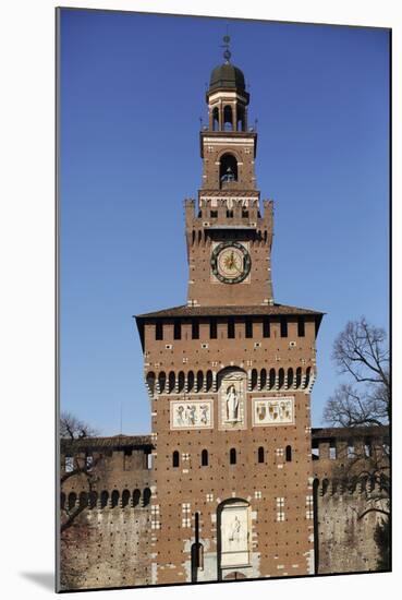 The Torre Del Filarete Clock Tower at the 15th Century Sforza Castle (Castello Sforzesco)-Stuart Forster-Mounted Photographic Print