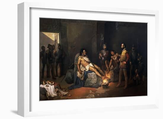 The Torture of Cuahutemoc in the 16th Century-Leandre Izaguirre-Framed Giclee Print