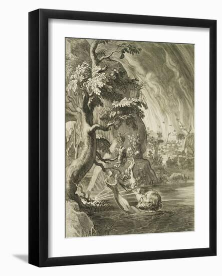 The Tortures of Tantalus, Condemned to Eternal Hunger and Thirst in Hades, Engraving, 17th Century-Flemish School-Framed Giclee Print