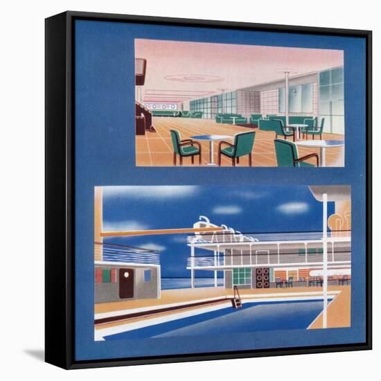 The Tourist Lounge and Swimming Bath of the Rms Orion, 1935-null-Framed Stretched Canvas