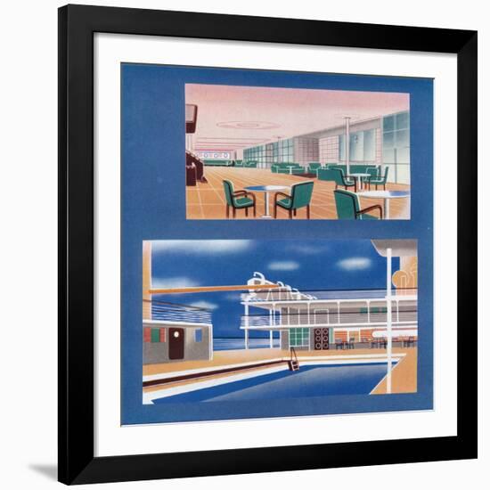 The Tourist Lounge and Swimming Bath of the Rms Orion, 1935-null-Framed Giclee Print