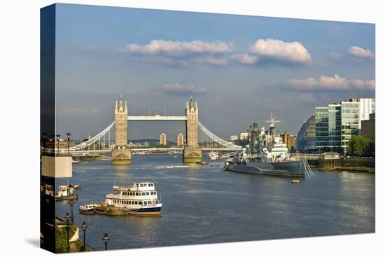 The Tower Bridge and HMS Belfast-Massimo Borchi-Stretched Canvas