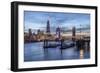 The Tower Bridge in London Seen from the East at Dusk. in the Background-David Bank-Framed Photographic Print