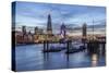 The Tower Bridge in London Seen from the East at Dusk. in the Background-David Bank-Stretched Canvas