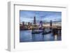 The Tower Bridge in London Seen from the East at Dusk. in the Background-David Bank-Framed Photographic Print