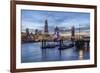 The Tower Bridge in London Seen from the East at Dusk. in the Background-David Bank-Framed Photographic Print