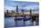 The Tower Bridge in London Seen from the East at Dusk. in the Background-David Bank-Mounted Photographic Print