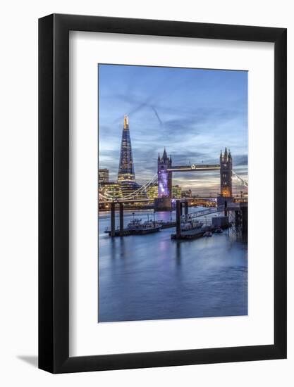 The Tower Bridge in London Seen from the East at Dusk, London, England-David Bank-Framed Photographic Print