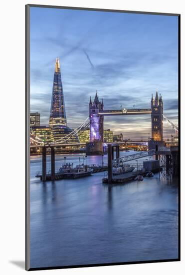 The Tower Bridge in London Seen from the East at Dusk, London, England-David Bank-Mounted Photographic Print