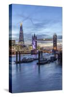 The Tower Bridge in London Seen from the East at Dusk, London, England-David Bank-Stretched Canvas