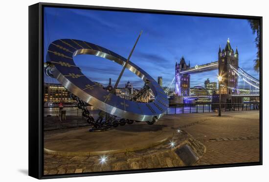 The Tower Bridge in London Seen from the East at Dusk, London, England-David Bank-Framed Stretched Canvas