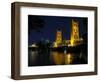 The Tower Bridge of Sacramento at Night, CA-George Oze-Framed Photographic Print