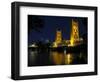 The Tower Bridge of Sacramento at Night, CA-George Oze-Framed Photographic Print