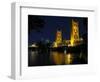 The Tower Bridge of Sacramento at Night, CA-George Oze-Framed Photographic Print