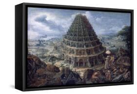 The Tower of Babel-Marten van Valckenborch-Framed Stretched Canvas