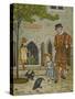 The Tower Of London. Beauchamp Tower. a Beefeater, Child and Two Ravens-Thomas Crane-Stretched Canvas