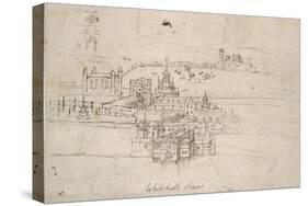 The Tower of London (Pen and Brown Ink over Faint Indications in Black Chalk)-Anthonis van den Wyngaerde-Stretched Canvas