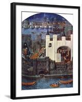 The Tower of London with London Bridge, C1500, (C1900-192)-null-Framed Giclee Print