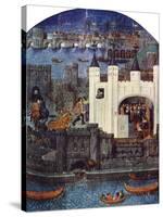 The Tower of London with London Bridge, C1500, (C1900-192)-null-Stretched Canvas