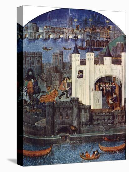 The Tower of London with London Bridge, C1500, (C1900-192)-null-Stretched Canvas