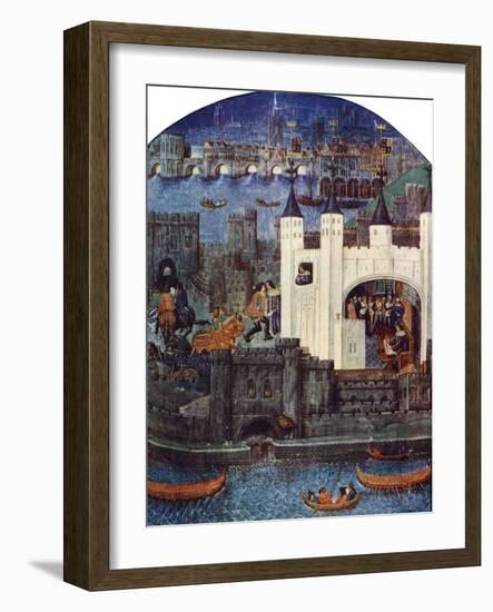 The Tower of London with London Bridge, C1500, (C1900-192)-null-Framed Giclee Print