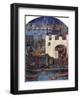 The Tower of London with London Bridge, C1500, (C1900-192)-null-Framed Premium Giclee Print