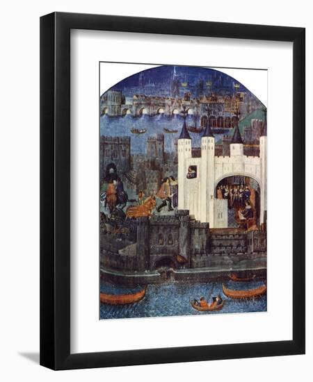 The Tower of London with London Bridge, C1500, (C1900-192)-null-Framed Premium Giclee Print