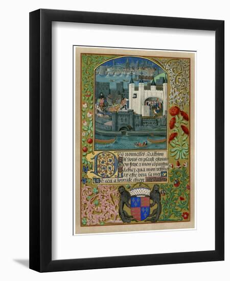 The Tower of London with London Bridge, C1500-null-Framed Premium Giclee Print