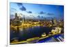 The Towers of the Central Business District and Marina Bay at Dusk, Singapore, Southeast Asia, Asia-Fraser Hall-Framed Premium Photographic Print